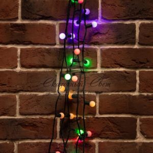 Гирлянда «Мультишарики» Ø17,5 мм,  10 м,  темно-зеленый ПВХ,  80 диодов,  цвет Мультиколор