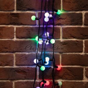 Гирлянда «Мультишарики» Ø23 мм,  10 м,  черный ПВХ,  80 диодов,  цвет RGB