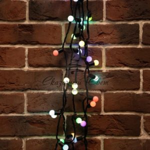 Гирлянда «Мультишарики» Ø17,5 мм,  20 м,  черный ПВХ,  200 диодов,  цвет RGB,  24В