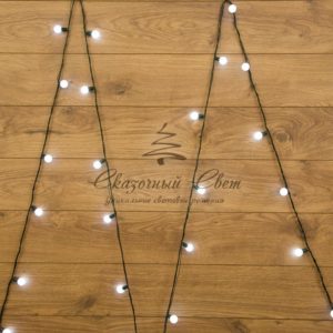 Гирлянда «Шарики» Ø25 мм 5м,  темно-зеленый ПВХ,  25 диодов,  цвет Белый,  Без контроллера