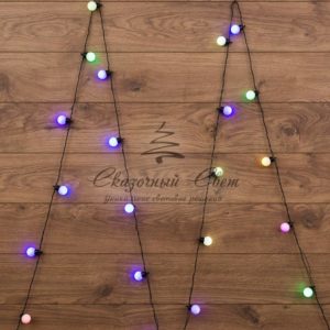 Гирлянда «Шарики» Ø30мм 5м,  темно-зеленый ПВХ 25 диодов,  цвет RGB