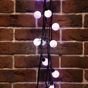 Гирлянда «Мультишарики» Ø38 мм,  10 м,  черный ПВХ,  40 диодов,  цвет белый