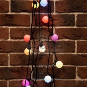 Гирлянда «Мультишарики» Ø38 мм,  10 м,  черный ПВХ,  40 диодов,  цвет RGB