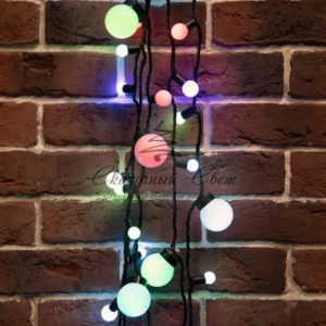 Гирлянда «Мультишарики» 17,5мм,  Ø23мм,  Ø17,5мм,  Ø45мм 10м черный ПВХ,  80 диодов,  цвет RGB