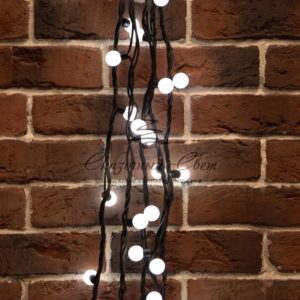 Гирлянда Мультишарики Ø23 мм,  10 м,  черный каучук,  80 LED,  постоянное свечение,  цвет Белый