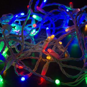 Гирлянда Нить 10м, постоянное свечение, белый ПВХ, 230В, цвет Мультиколор