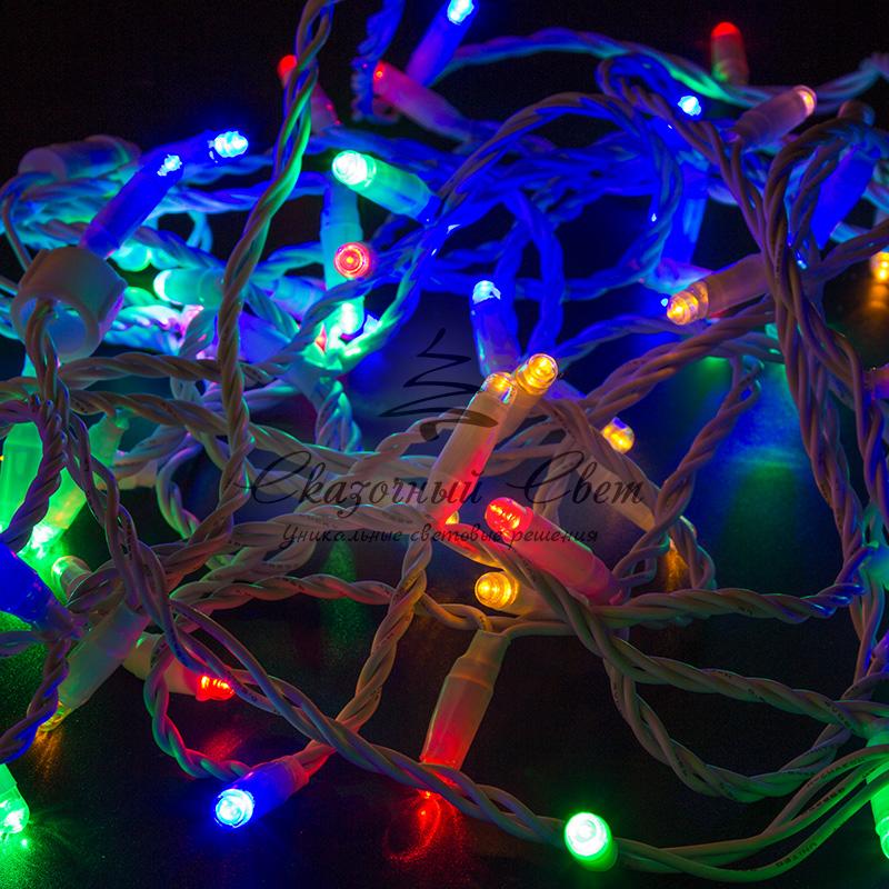 Гирлянда Нить 10м, постоянное свечение, белый ПВХ, 230В, цвет Мультиколор