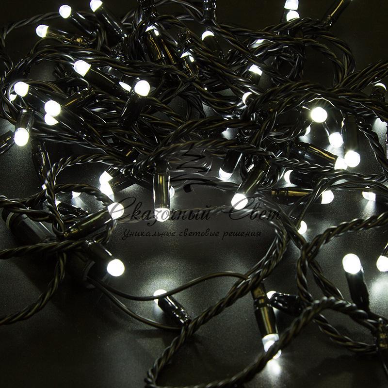 Гирлянда Нить 10м, постоянное свечение, черный ПВХ, 230В, цвет Белый