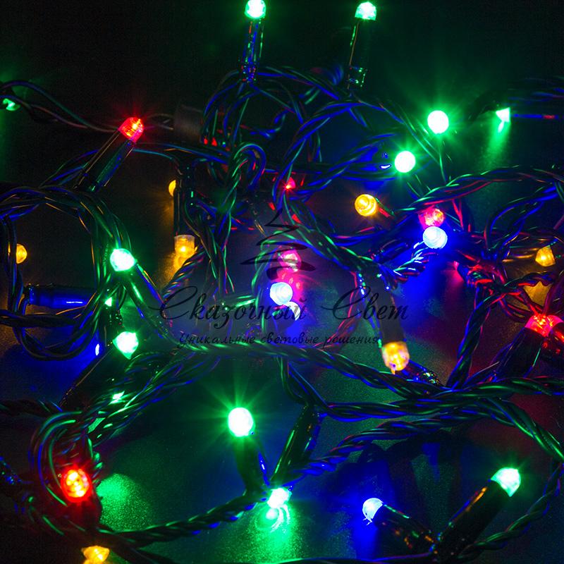 Гирлянда Нить 10м, постоянное свечение, черный ПВХ, 230В, цвет Мультиколор