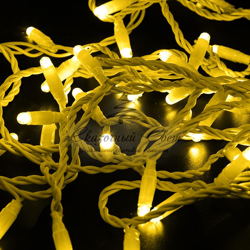 Гирлянда Нить 10м, с эффектом мерцания, белый ПВХ, 24В, цвет Жёлтый