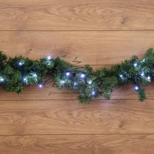 Еловый шлейф искусственный 2,7 м теплое белое свечение 80 LED