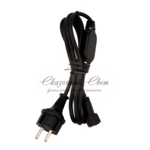 Шнур питания для гирлянды «Дюраплей», 4А, подключение до 200м, черный каучук, 230 В