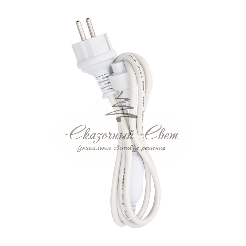 Шнур питания для гирлянды «Дюраплей» 4 А, подключение до 200 м, белый каучук, 230 В