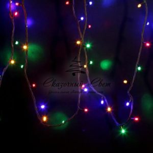 Гирлянда Нить (дюраплей) 20м,  постоянное свечение,  черный каучук,  230В,  цвет Мультиколор