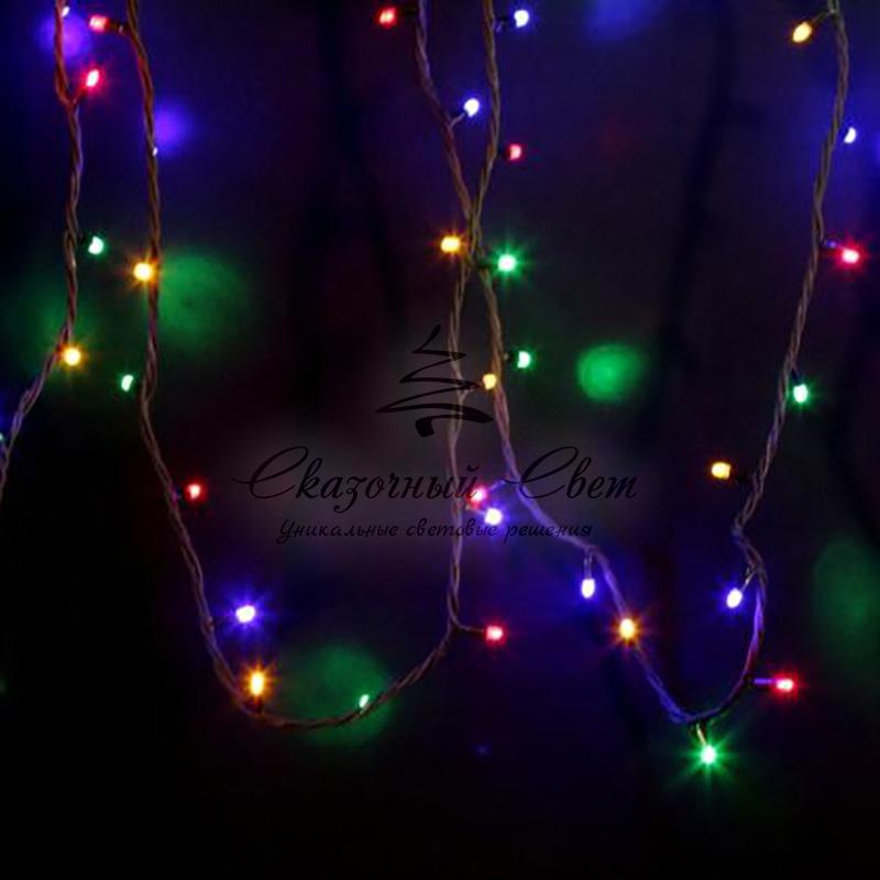 Гирлянда Нить (дюраплей) 20м, постоянное свечение, черный каучук, 230В, цвет Мультиколор
