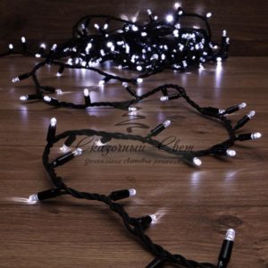 Гирлянда Нить (дюраплей) 10м,  постоянное свечение,  черный каучук,  230В,  цвет Белый