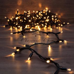 Гирлянда Нить (дюраплей) 10м,  постоянное свечение,  черный каучук,  230В,  цвет Тёплый белый