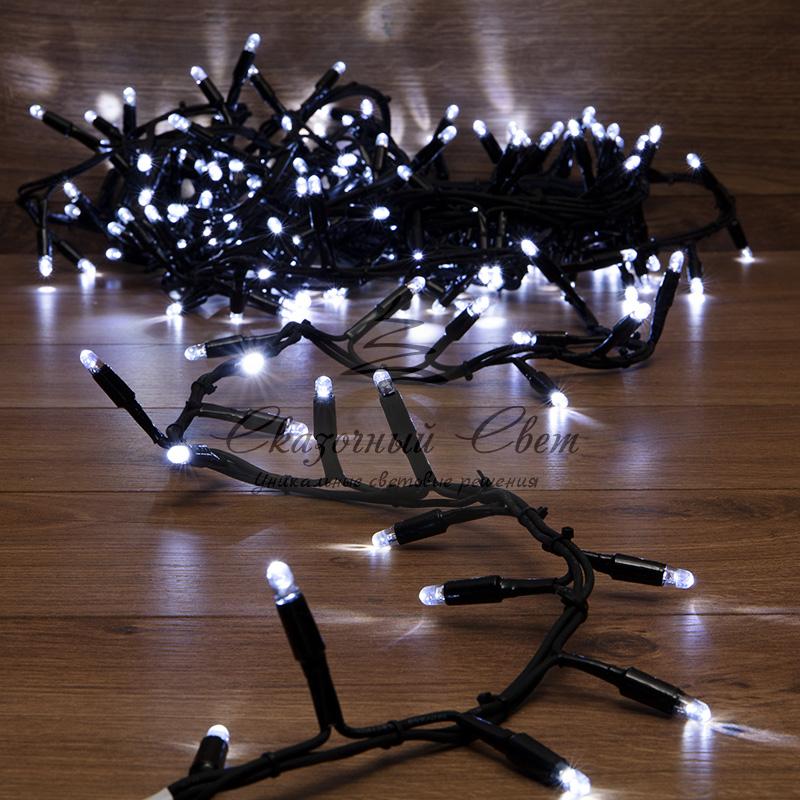 Гирлянда «Кластер» 10 м, 200 LED, черный каучук, IP67, соединяемая, цвет свечения белый NEON-NIGHT