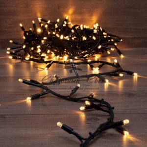 Гирлянда «Кластер» 10 м,  200 LED,  черный каучук,  IP67, соединяемая,  цвет свечения теплый белый NEON-NIGHT
