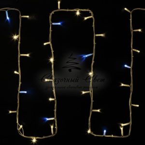 Гирлянда Нить (дюраплей) 20м,  с эффектом мерцания,  белый каучук,  24В,  цвет Тёплый белый