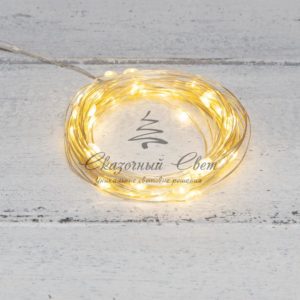 Гирлянда «Роса» 10 м,  100 LED, USB,  теплое белое свечение NEON-NIGHT