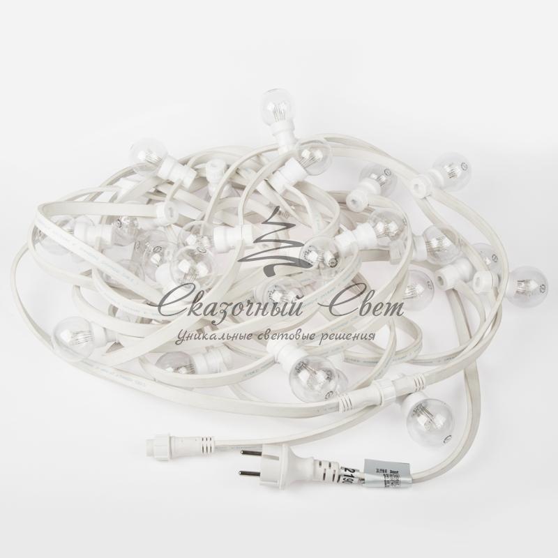 Набор «Белт-Лайт» 10 м, белый каучук, 30 ламп, цвет Теплый белый, IP65, соединяется