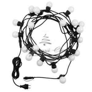 Уличная гирлянда «Лофт»,  черный каучук,  20 матовых ламп х 5 LED,  влагостойкая IP44