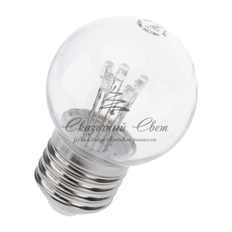 Лампа шар e27 6 LED Ø45мм - желтая, прозрачная колба, эффект лампы накаливания