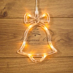 Фигура светодиодная «Колокольчик» на присоске с подвесом,  цвет ТЕПЛЫЙ БЕЛЫЙ