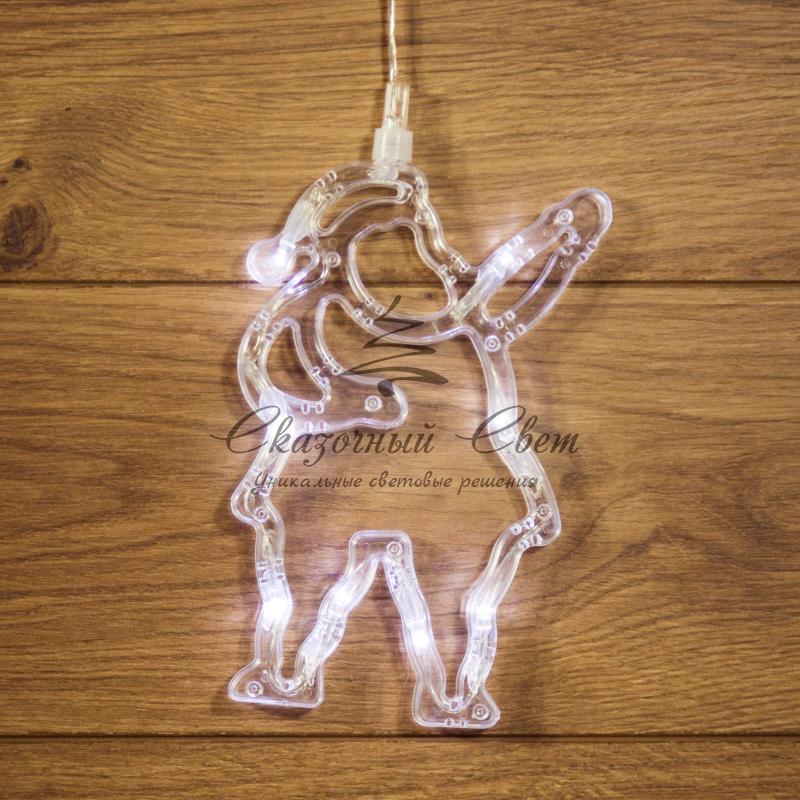 Фигура светодиодная "Санта Клаус" на присоске с подвесом, цвет белый