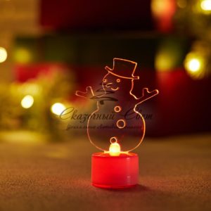 Фигура светодиодная на подставке «Снеговик в шляпе 2D»,  RGB