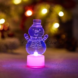 Фигура светодиодная на подставке «Снеговик с шарфом 2D»,  RGB