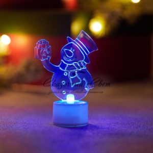 Фигура светодиодная на подставке «Снеговик с подарком 2D»,  RGB