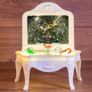 Декоративный светильник «Столик» с эффектом снегопада,  подсветкой и новогодней мелодией