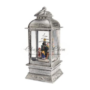 Декоративный фонарь с эффектом снегопада и подсветкой «Рождество»,  белый