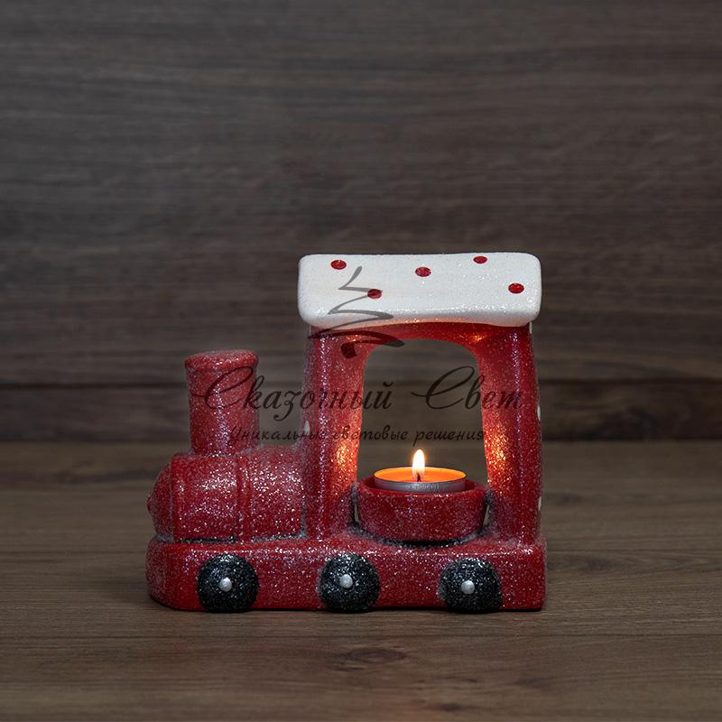Керамический подсвечник «Паровоз» 17.1х7.1х14.7 см
