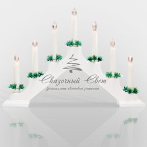 Новогодняя горка 7 свечек, цвет корпуса: Белый, цвет свечения: ТЕПЛЫЙ БЕЛЫЙ