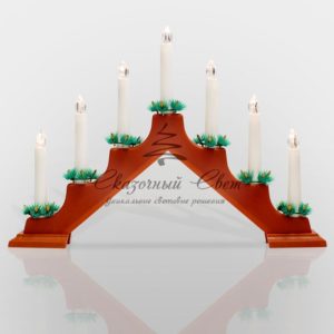 Новогодняя горка 7 свечек, цвет корпуса: Красный, цвет свечения: ТЕПЛЫЙ БЕЛЫЙ