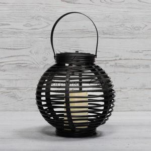 Декоративный фонарь на солнечной батарее 20х20х22 см,  черный плетеный корпус,  теплый белый цвет свечения NEON-NIGHT