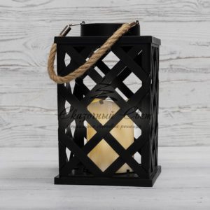 Декоративный фонарь на солнечной батарее 14х14х24 см,  черный плетеный корпус,  теплый белый цвет свечения NEON-NIGHT