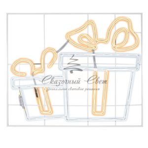 Фигура световая «Подарки» из гибкого неона 120х120 см,  1680 LED,  цвет свечения теплый белый/белый NEON-NIGHT