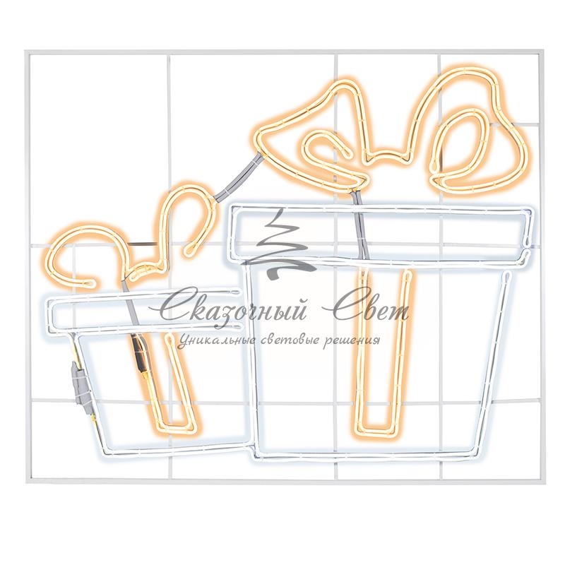 Фигура световая «Подарки» из гибкого неона 120х120 см, 1680 LED, цвет свечения теплый белый/белый NEON-NIGHT