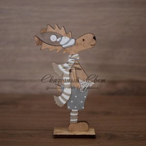 Деревянная фигурка «Рождественский Олень» Синий 10,5*4*18 см