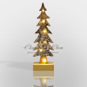 Деревянная фигурка с подсветкой «Ель со снежинками» 9,5*6*31 см