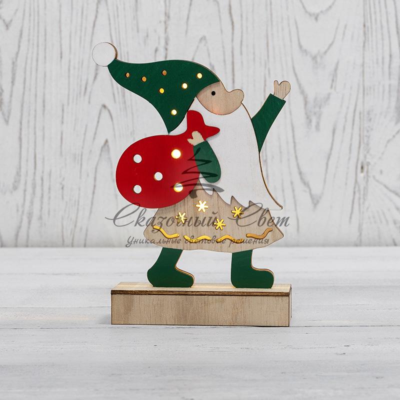 Деревянная фигурка с подсветкой «Дед Мороз» 18 см NEON-NIGHT