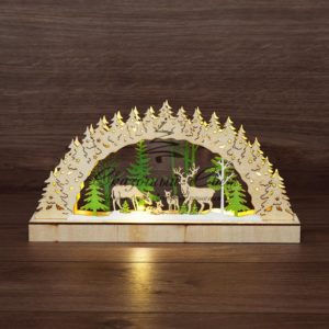 Деревянная фигурка с подсветкой «Семейство оленей» 30х5х15,7 см