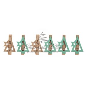 Деревянные прищепки «Новогодняя ель» 14.5×4.5×1.6 cм,  6 шт.  NEON-NIGHT