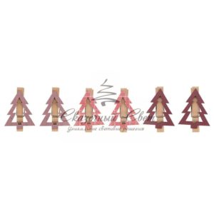 Деревянные прищепки «Елочки» 14.5×4.5×1.6 cм,  6 шт.  розовые NEON-NIGHT