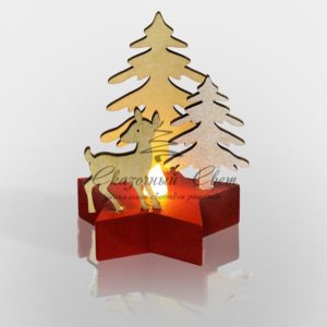 Деревянная фигурка с подсветкой «Олененок в лесу» 9*8*10 см