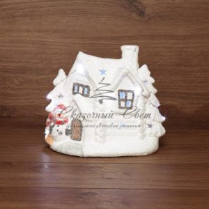 Керамическая фигурка «Домик со снеговиком» 26.2х9.5х23.3 см